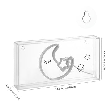 Moon 11.8" Contemporary Glam Acrylic Box USB Operated LED Neon Light - JONATHAN Y